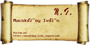 Macskásy Iván névjegykártya