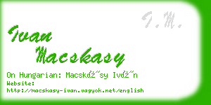 ivan macskasy business card